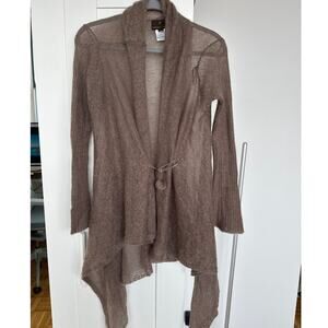 Fenn Wright Manson Brown Mohair Blend Open Front Waterfall Cardigan,Size 12, EUC